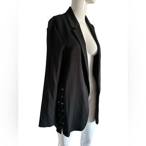 Women's Black Blazer with Lace-Up Detail